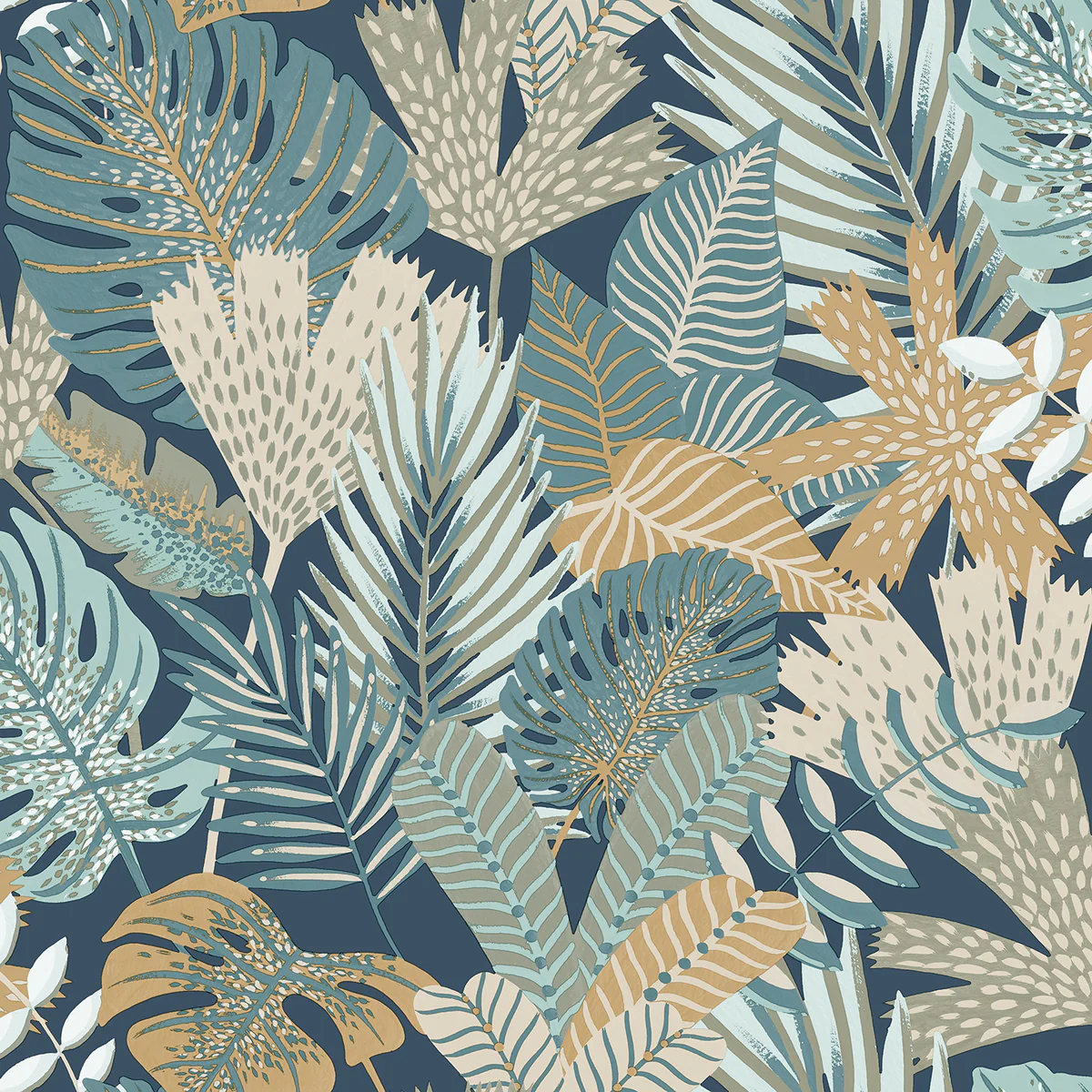 Jungle Canopy Navy Peel and Stick Wallpaper