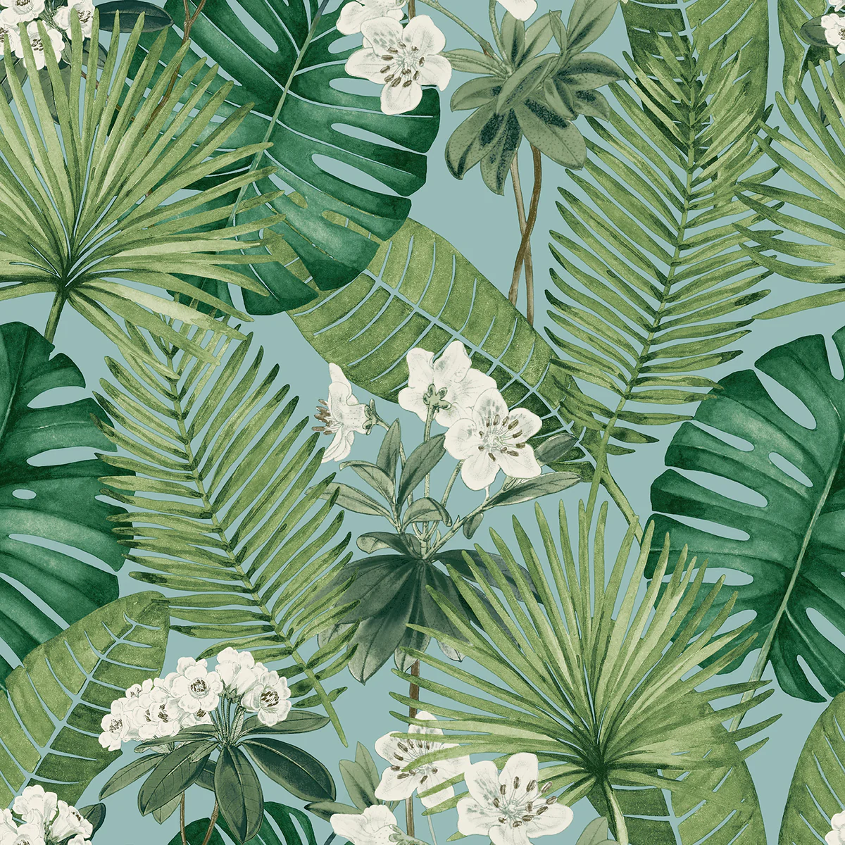 Island Eden Blue Peel and Stick Wallpaper