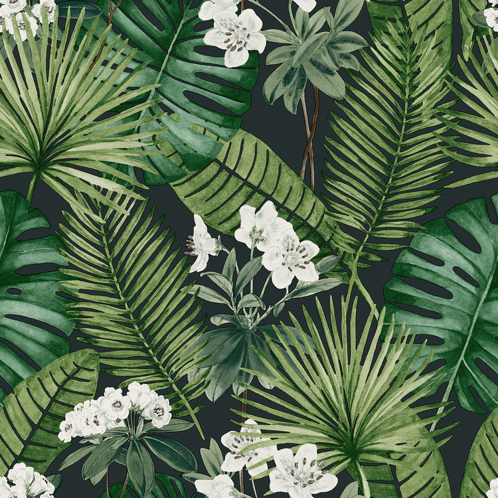 Island Eden Black Peel and Stick Wallpaper