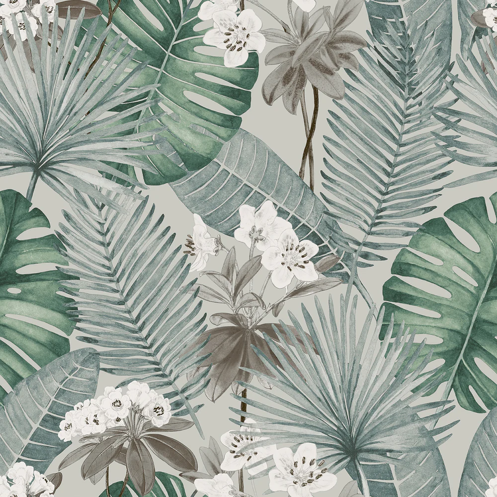 Island Eden Gray Peel and Stick Wallpaper