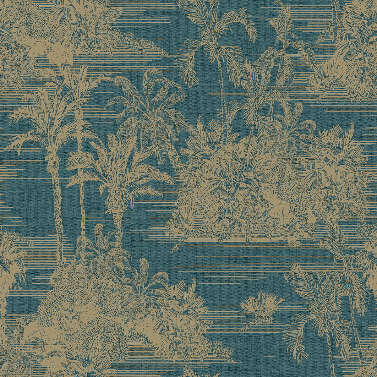 Tropic Archive Toile Teal Peel & Stick Wallpaper