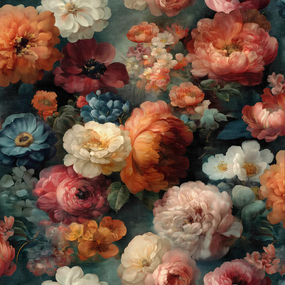 Moody Floral Multicolor Jewel Tones Peel and Stick Wallpaper