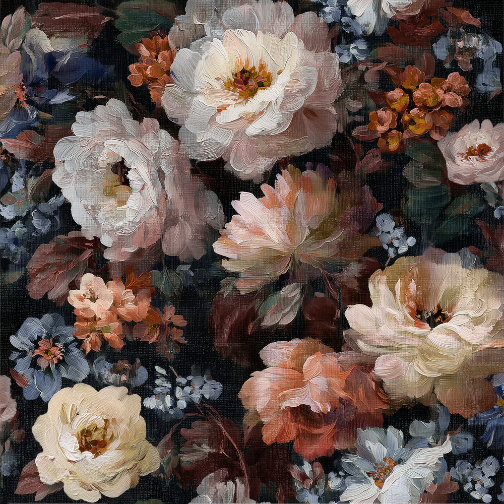 Floral Painting Multicolor Orange Peel and Stick Wallpaper