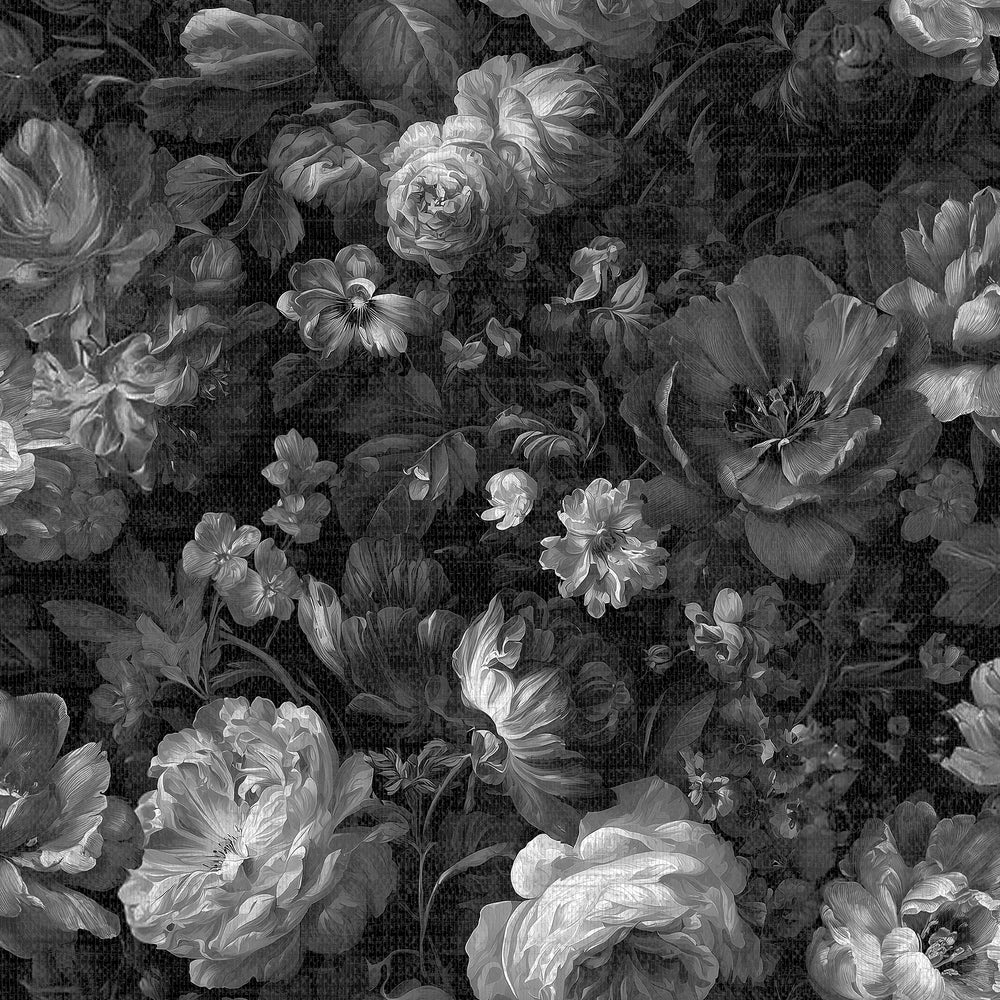 Vintage Floral Black & White Peel and Stick Wallpaper