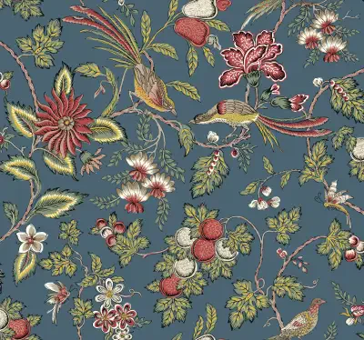 Parterre Indigo Jacobean Wallpaper