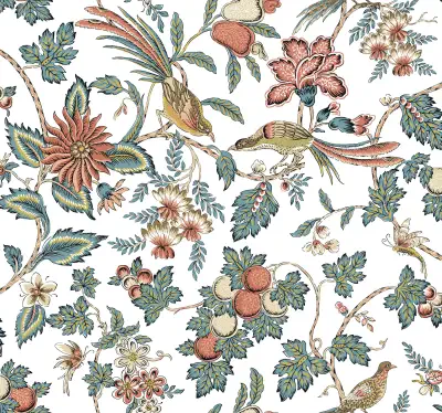 Parterre Coral Jacobean Wallpaper