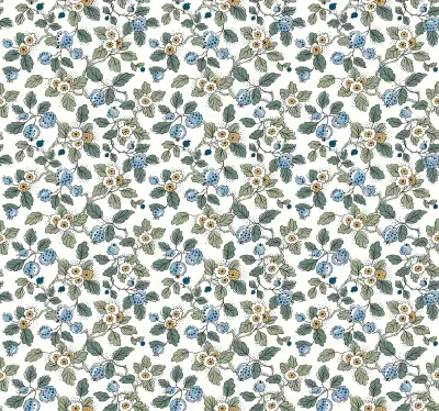 Framboise Blue Berry Vines Wallpaper
