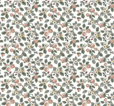 Framboise Blush Berry Vines Wallpaper