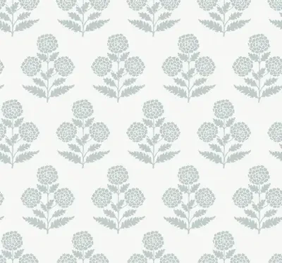 Souci Light Blue Marigolds Wallpaper