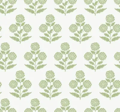 Souci Green Marigolds Wallpaper