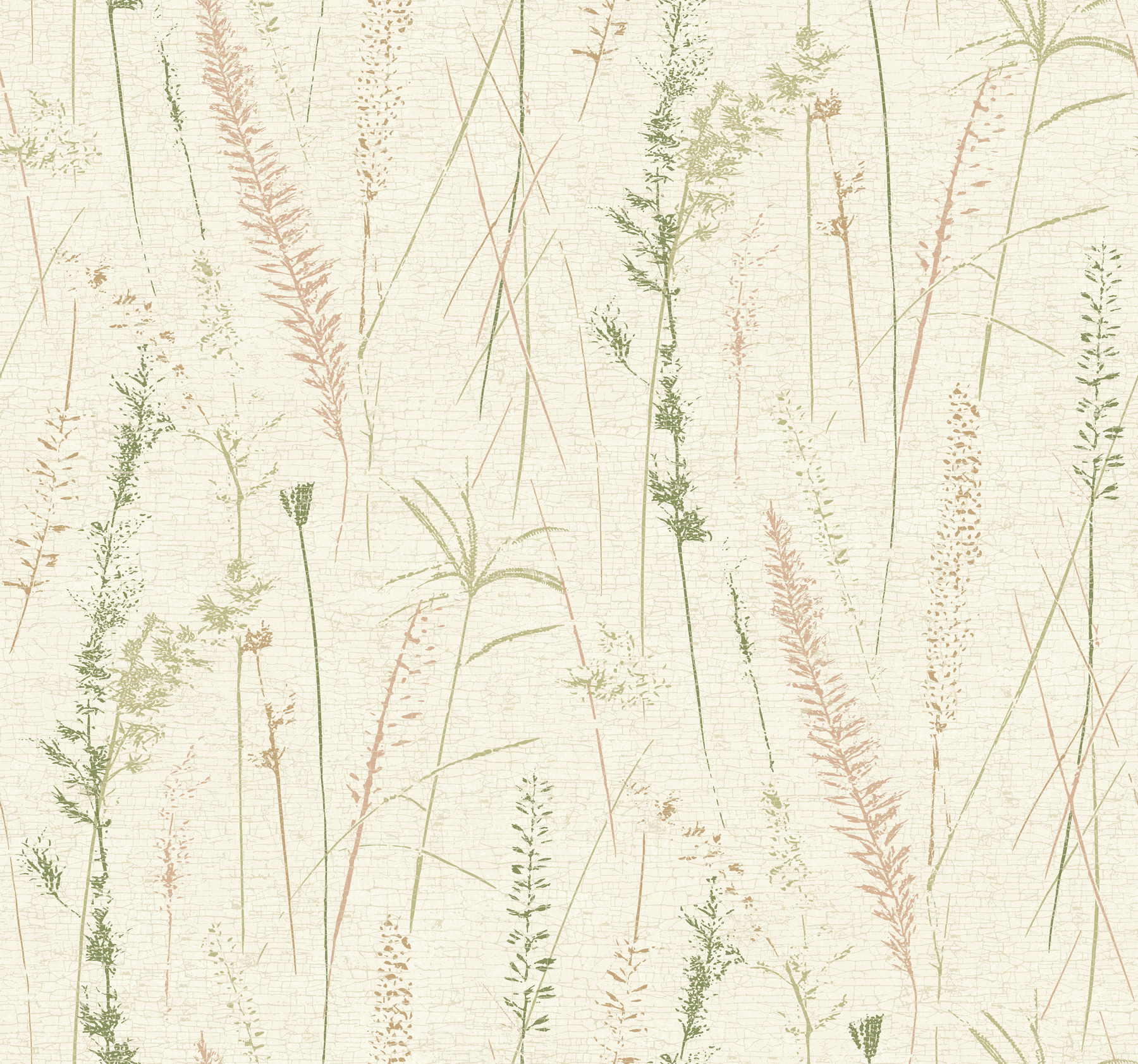 Meadow Splendor Salmon Botanical Wallpaper