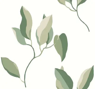 Brushwork Branches Leaf Green Wallpaper