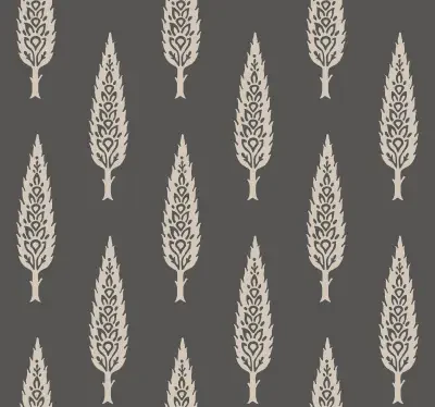 Black & Taupe Juniper Tree Wallpaper