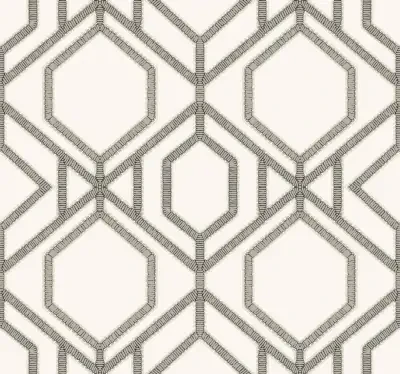 White & Taupe Sawgrass Trellis Wallpaper