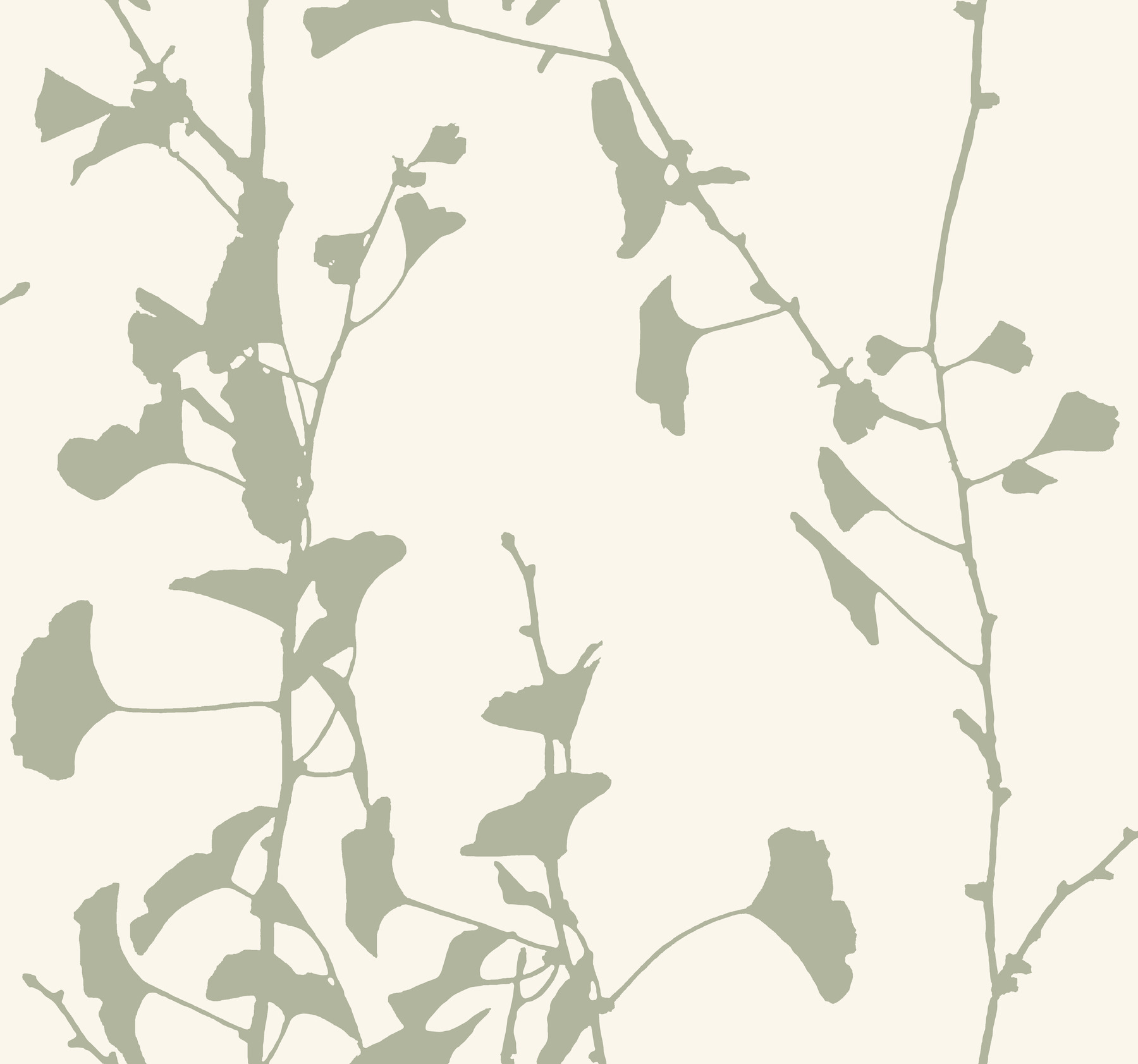 Ginkgo Silhouette Sage Cork Wallpaper
