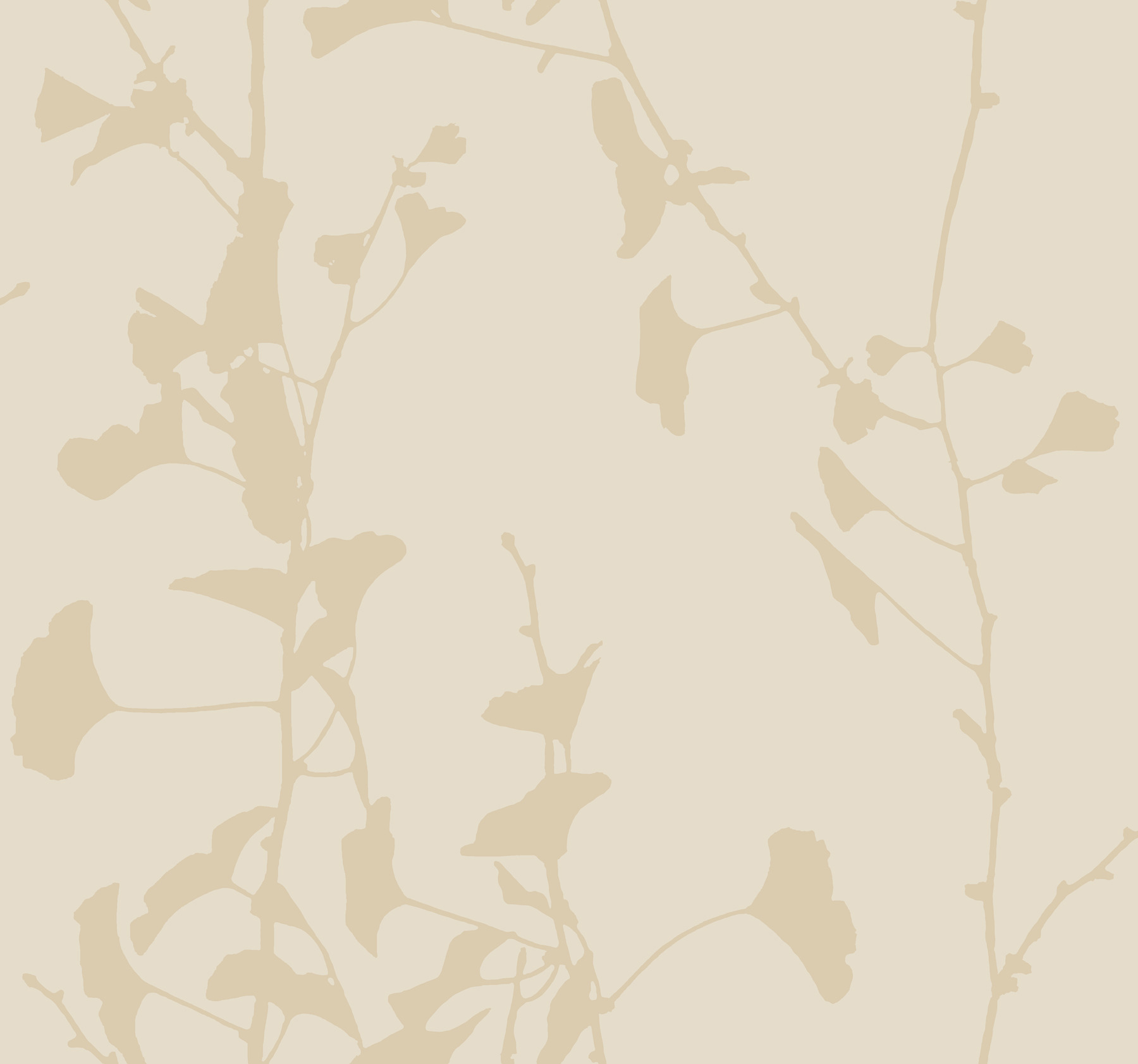 Ginkgo Silhouette Neutral Cork Wallpaper