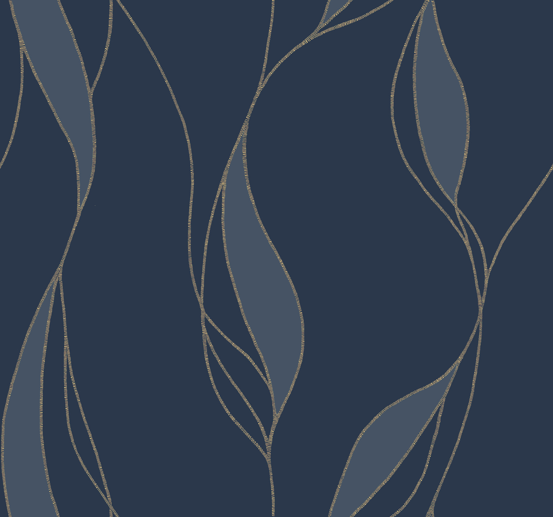 Society Hill Navy Abstract Leaf Wallpaper
