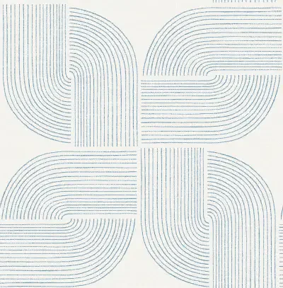 Savoye Dark Blue Spiral Arches Wallpaper