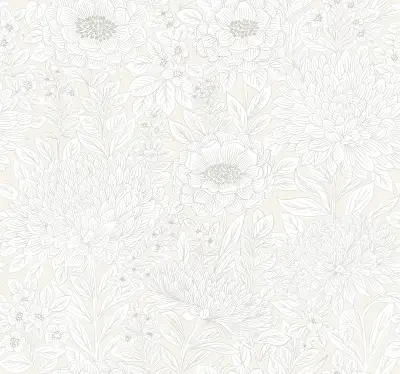 Wood Block Blooms Cream Wallpaper