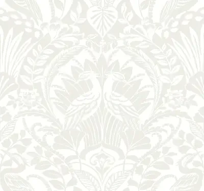 Egret Damask White & Cream Wallpaper