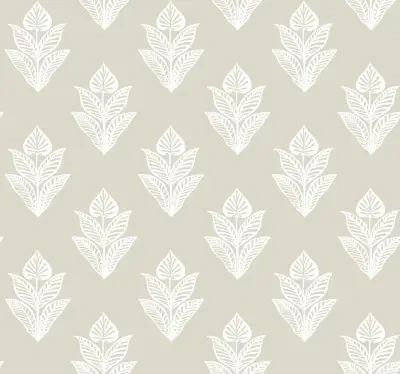 Lotus Motif Cream & White Wallpaper