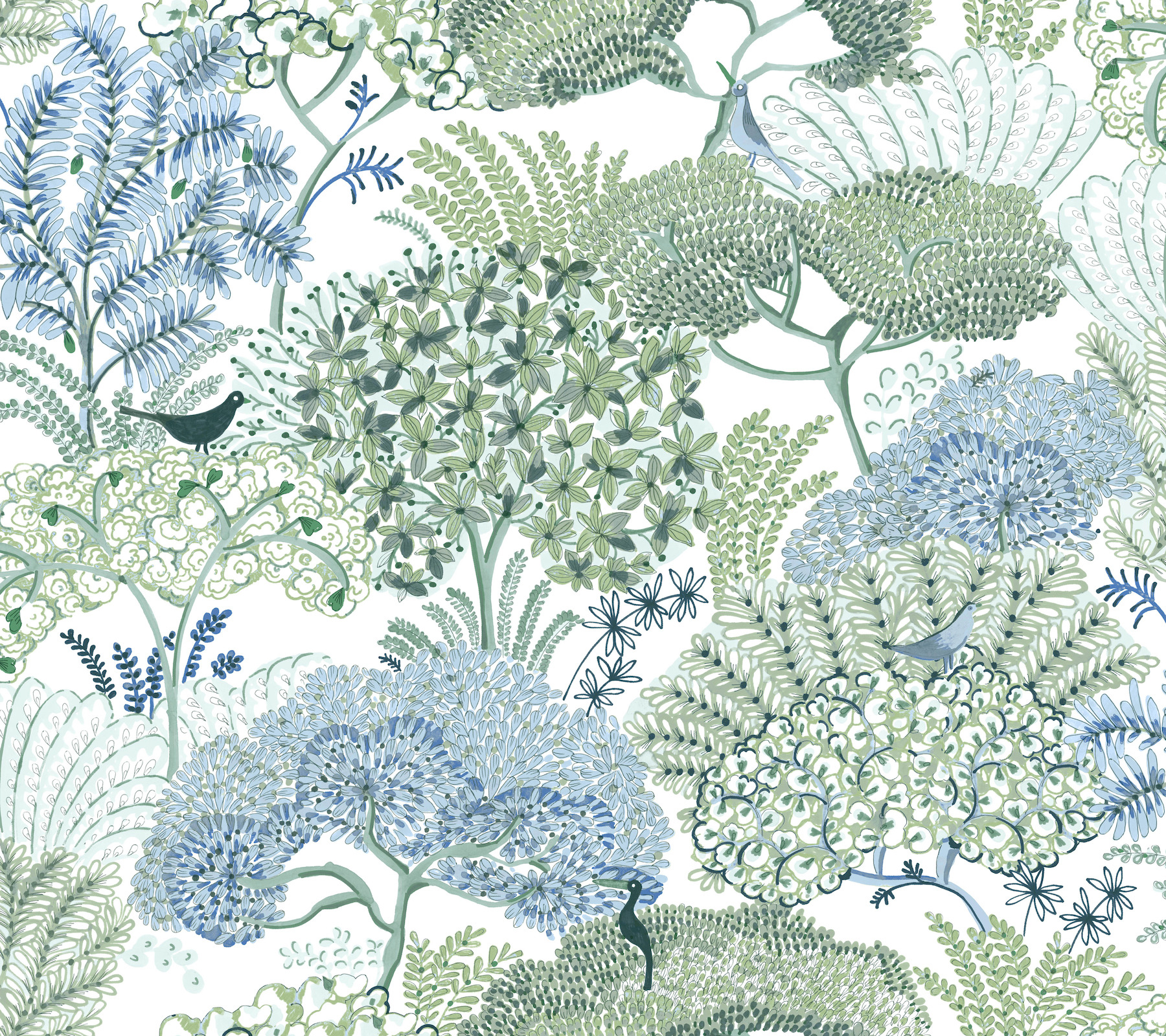 Everbloom Forest Green Botanical Peel + Stick Wallpaper