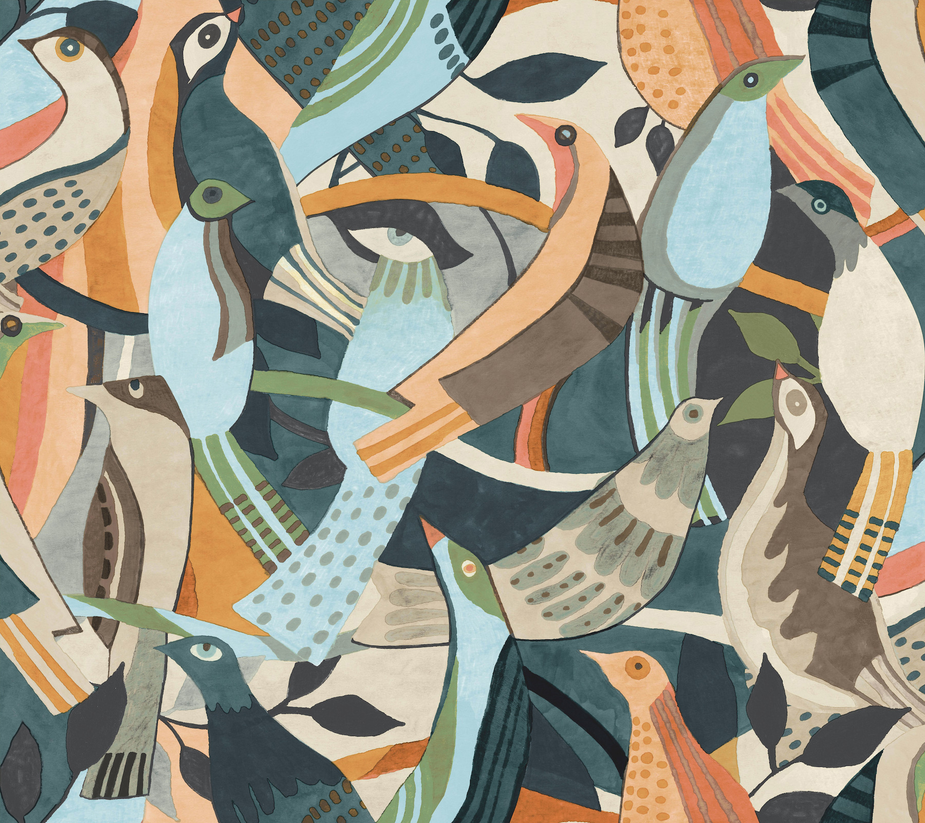 Fauvist Flock Coral Abstract Peel + Stick Wallpaper