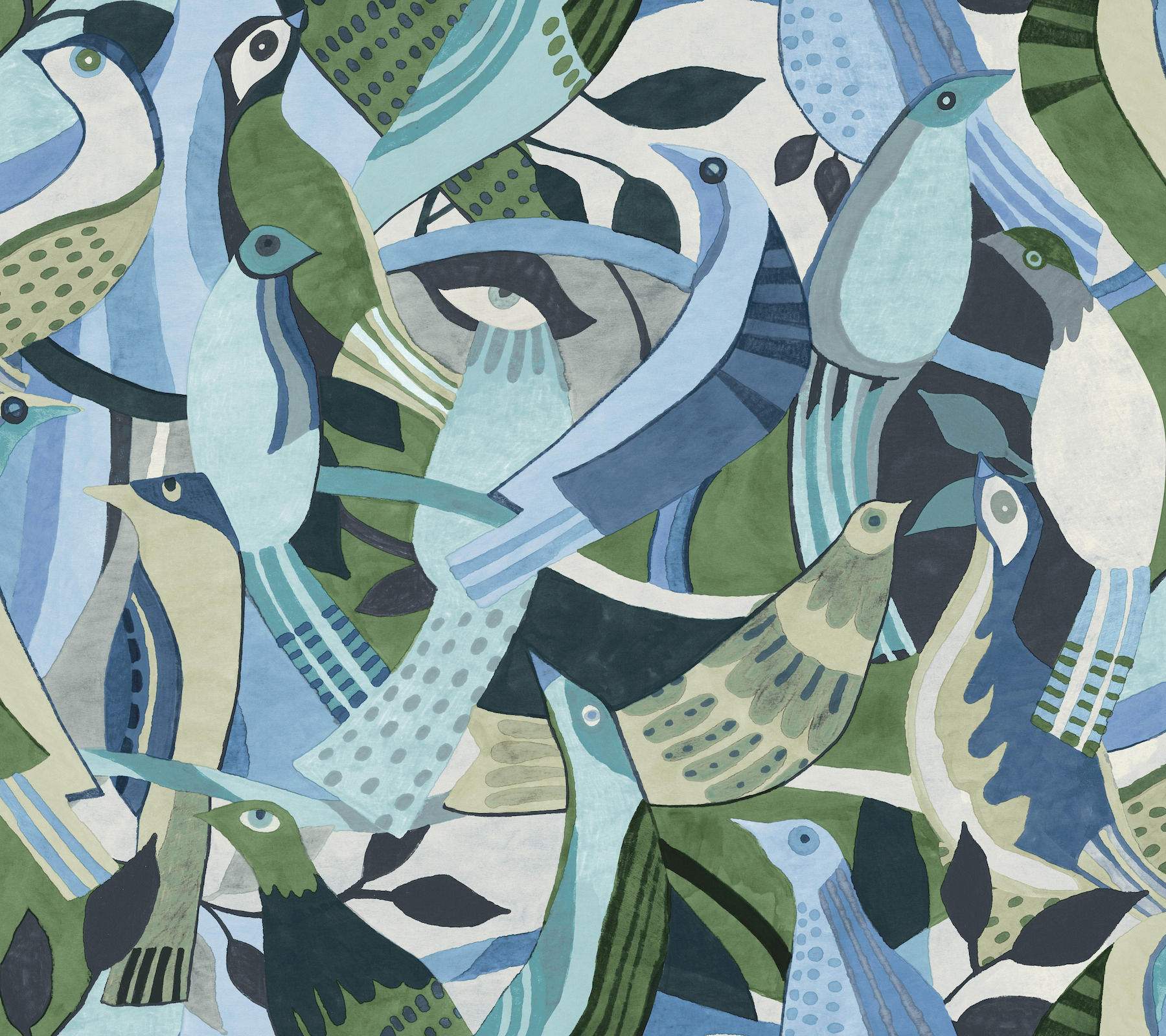 Fauvist Flock Green Abstract Peel + Stick Wallpaper