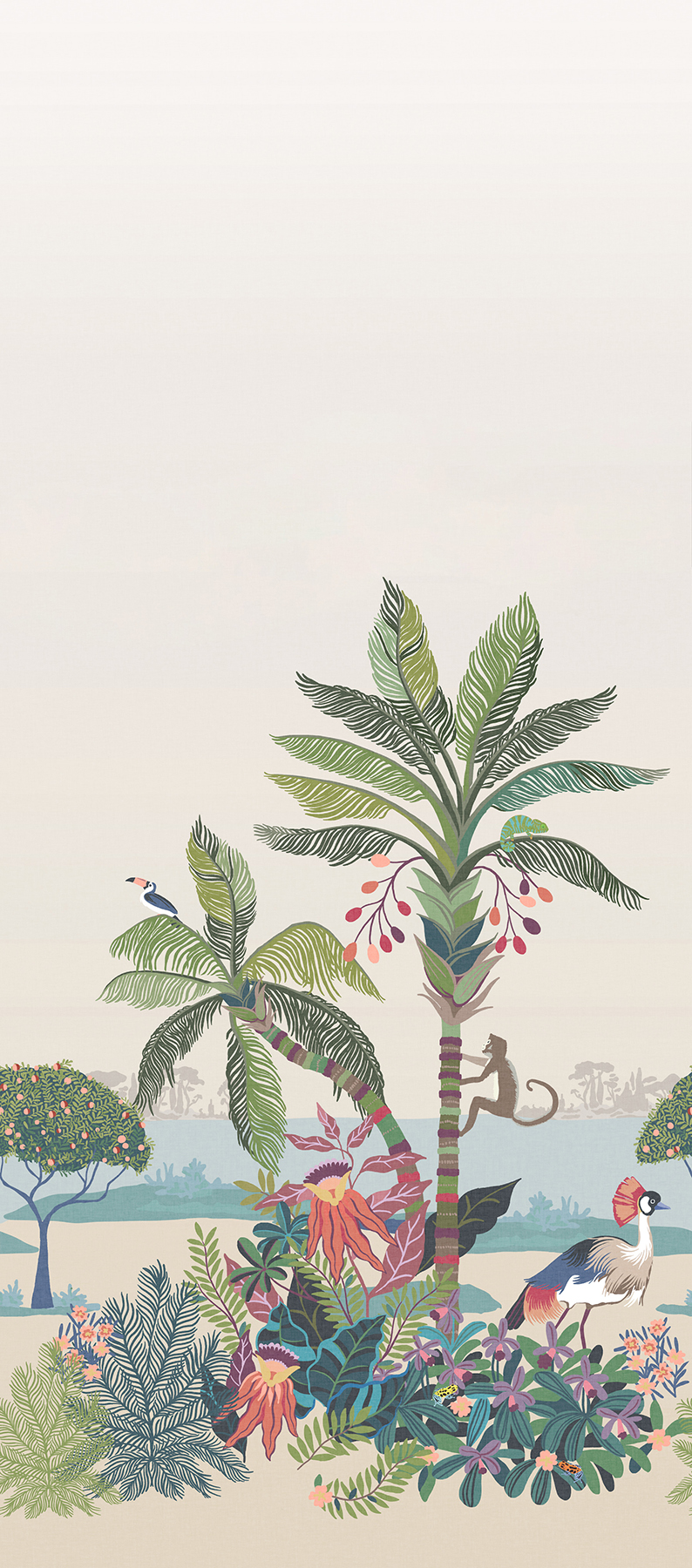 Tropical Lagoon Earthy Premium Peel + Stick Wall Mural