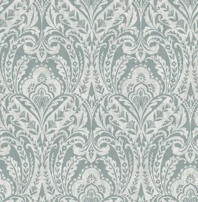 Berkshire Denim Damask Wallpaper