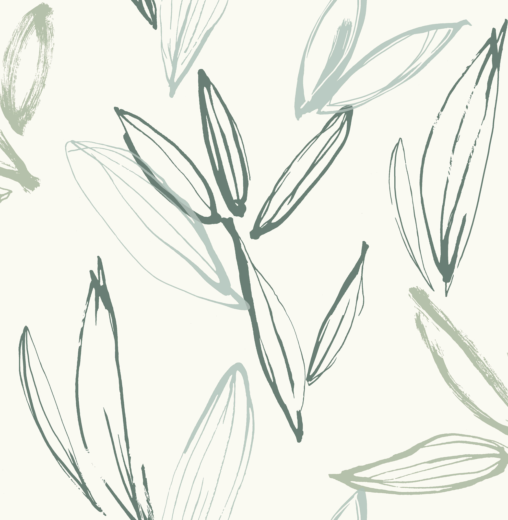 Kenia Green Leaf Toss Wallpaper