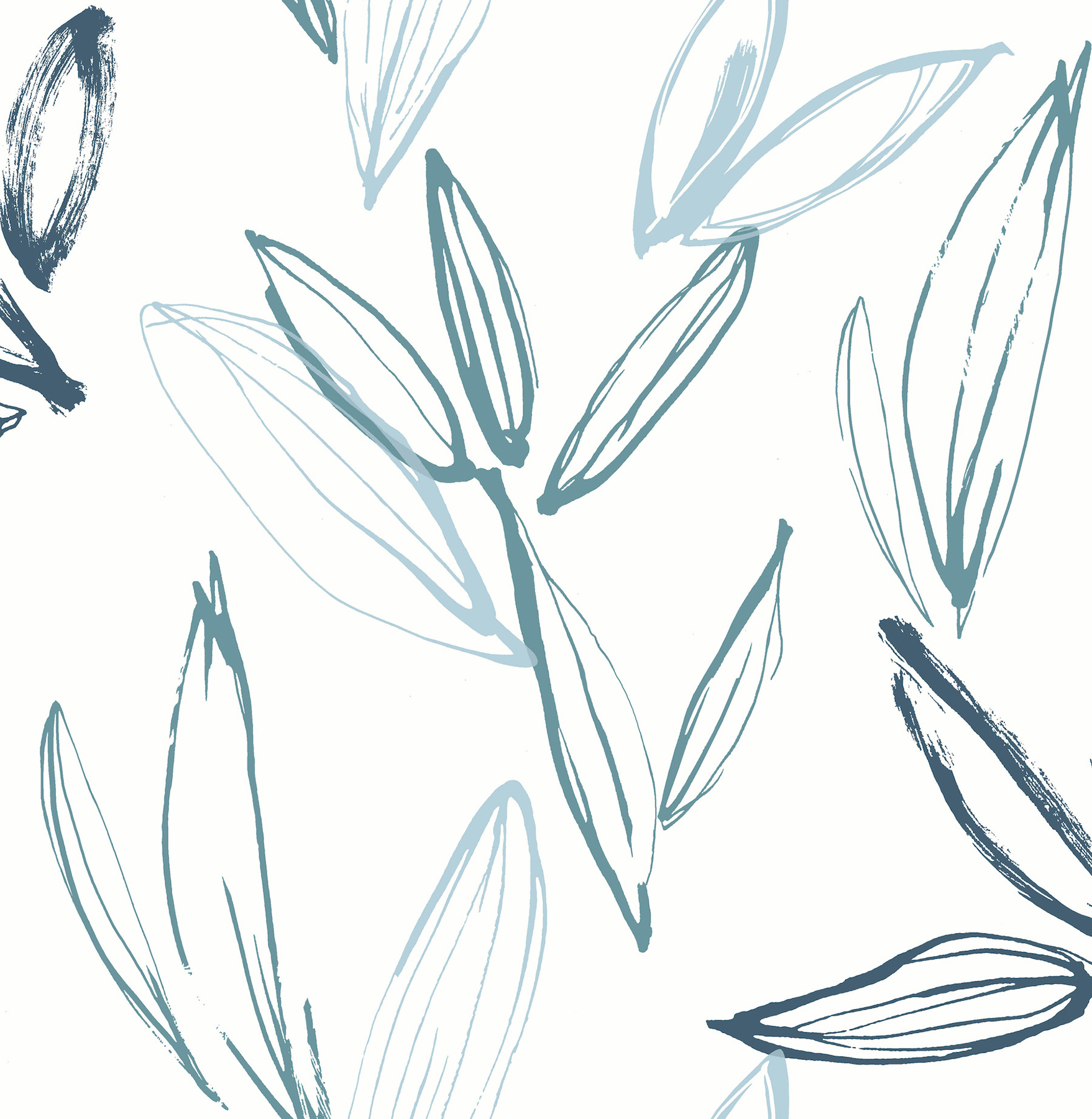 Kenia Blue Leaf Toss Wallpaper