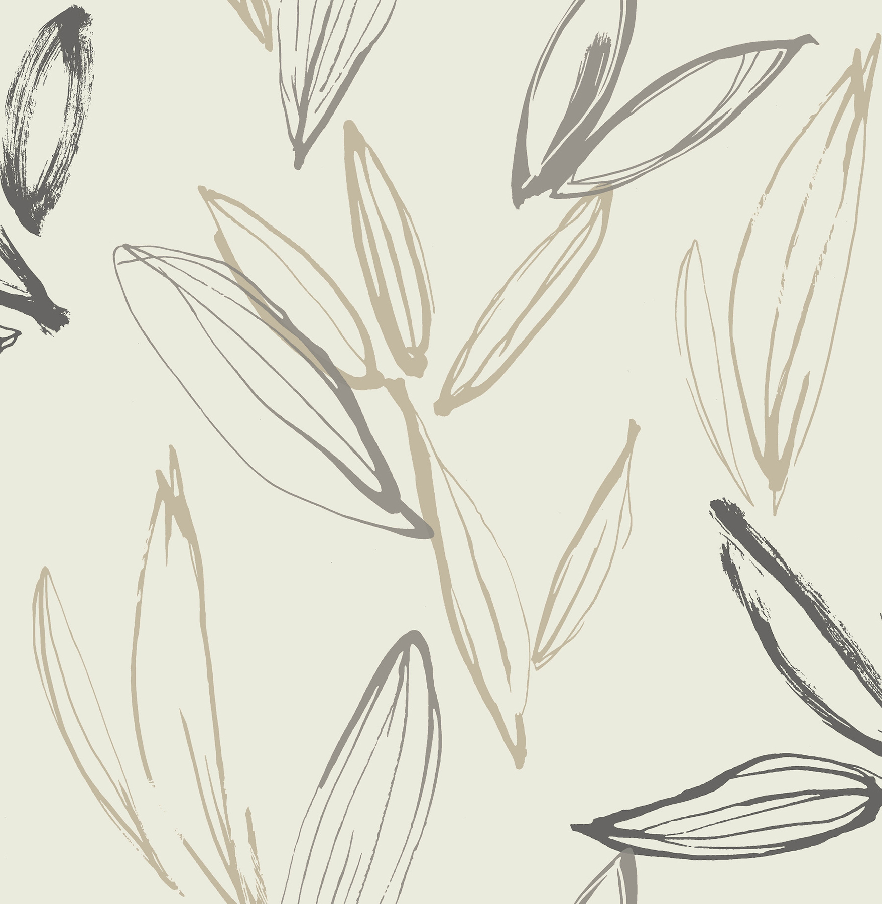 Kenia Neutral Leaf Toss Wallpaper