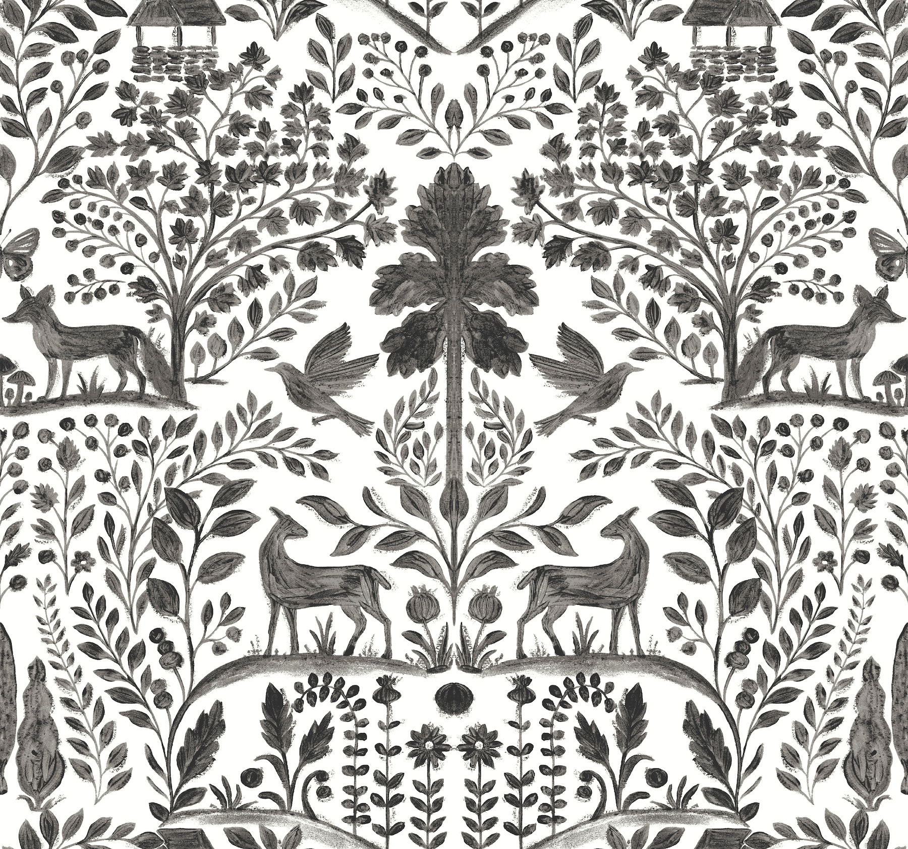 Anoki Black Scenic Woodlands Wallpaper