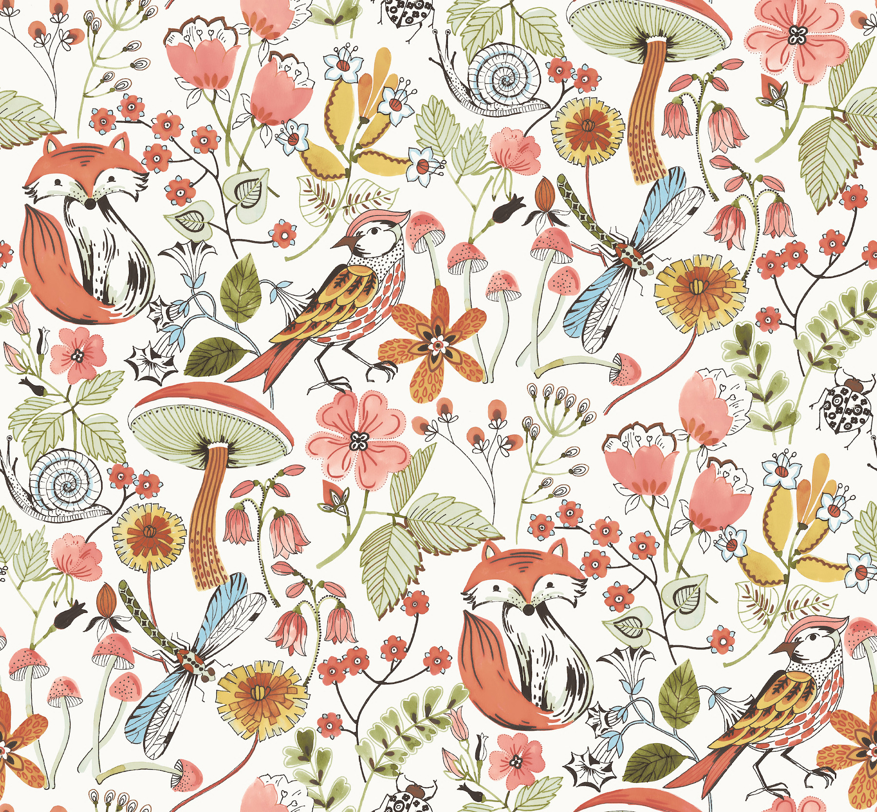 Wonder Orange Woodland Animals Wallpaper