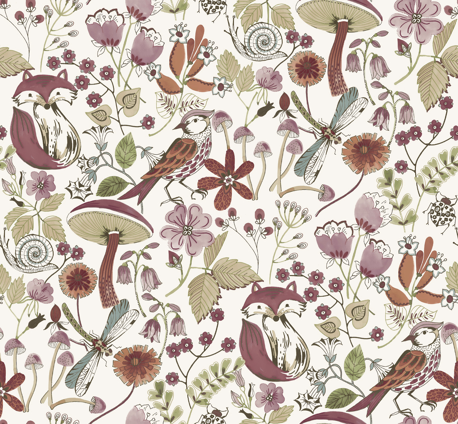 Wonder Plum Woodland Animals Wallpaper