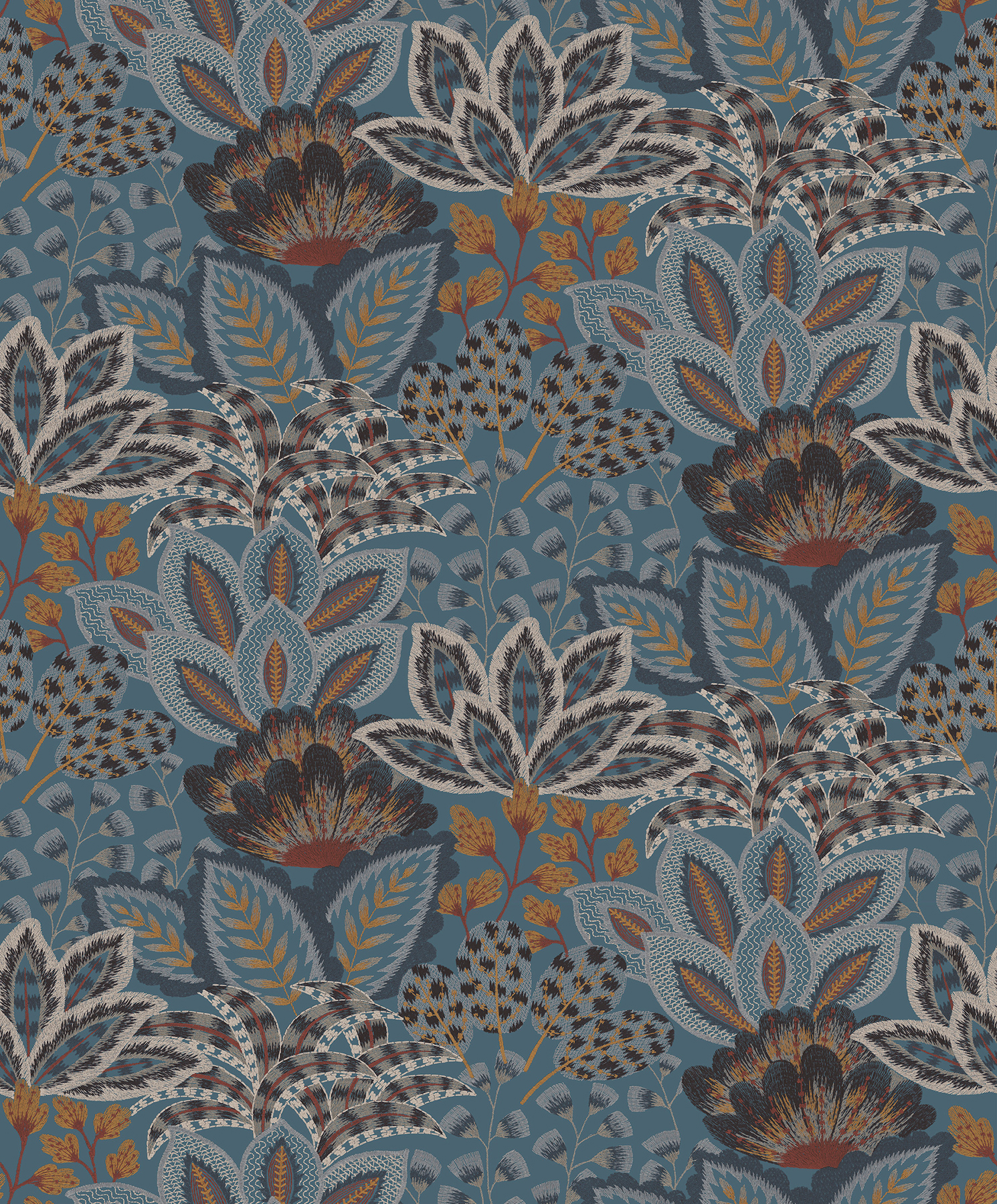 Catherine Blue Botanical Wallpaper