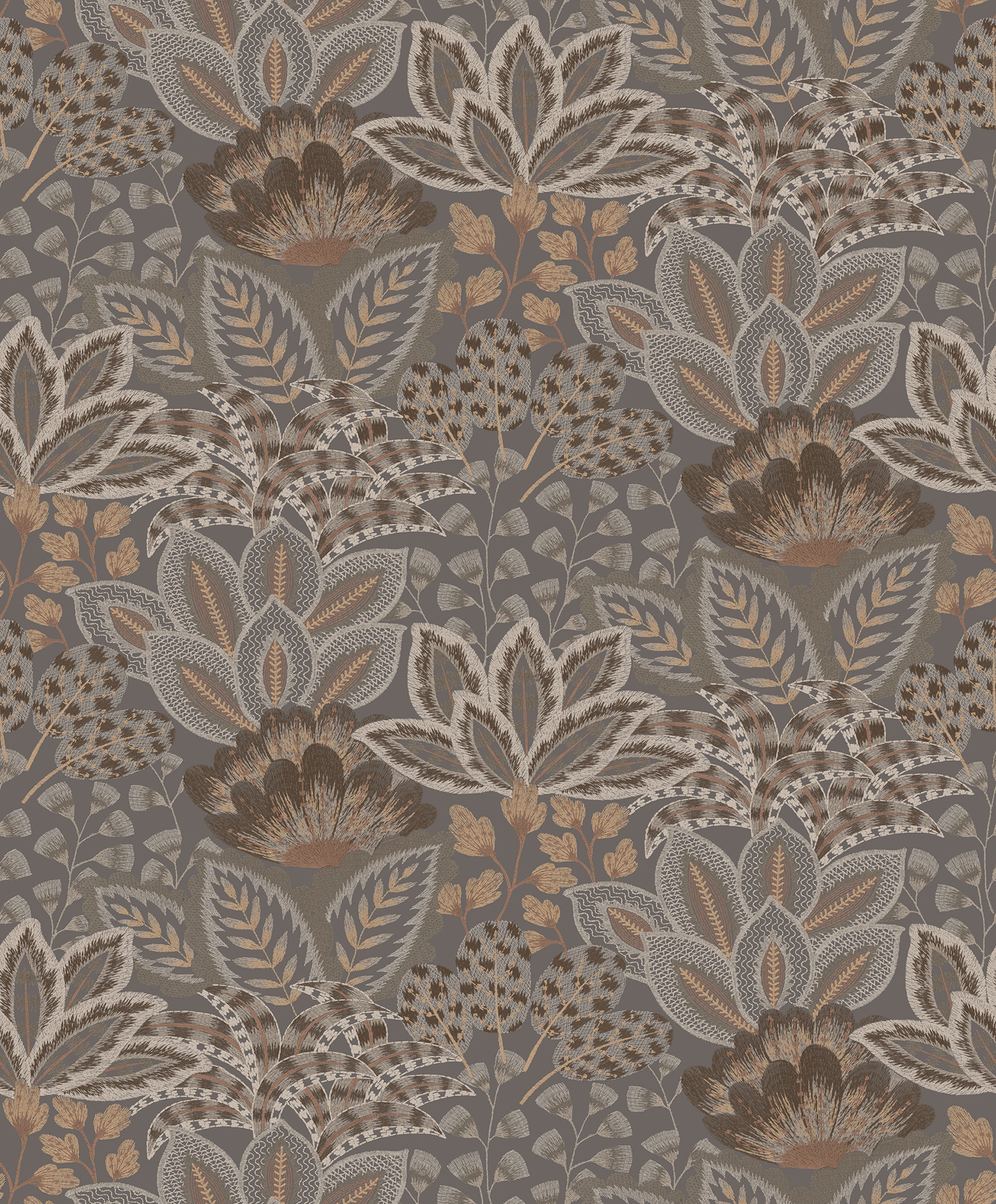 Catherine Chocolate Botanical Wallpaper