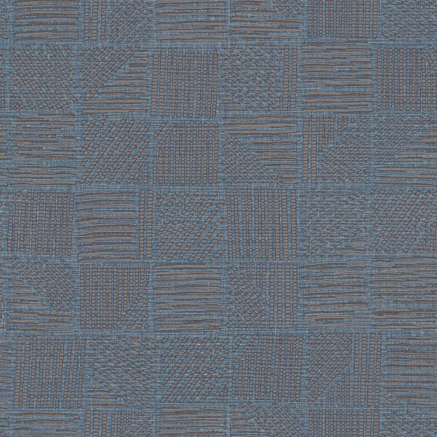 Chiseled Patchwork Sapphire Faux Fabric Wallpaper