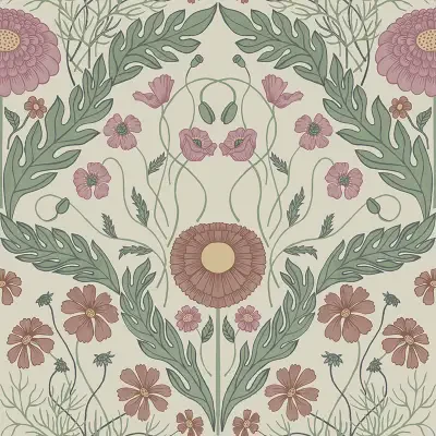 Marguerite Multicolor Damask Wallpaper