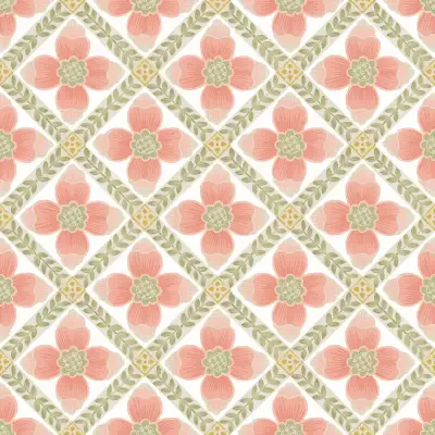 Mimi Coral Quilted Floral Peel & Stick Wallpaper