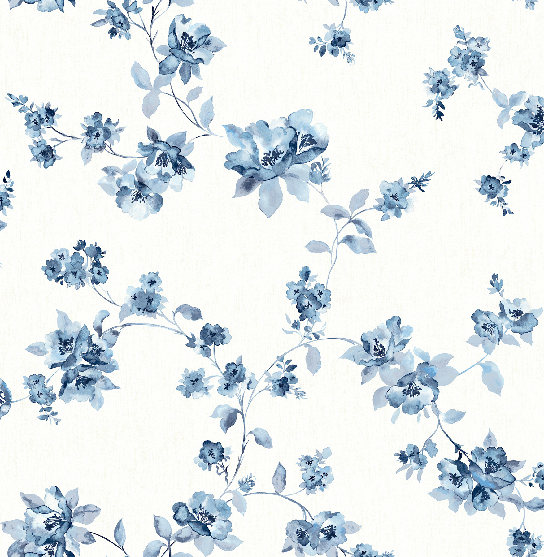 Festival Floral Blue Trailing Wallpaper