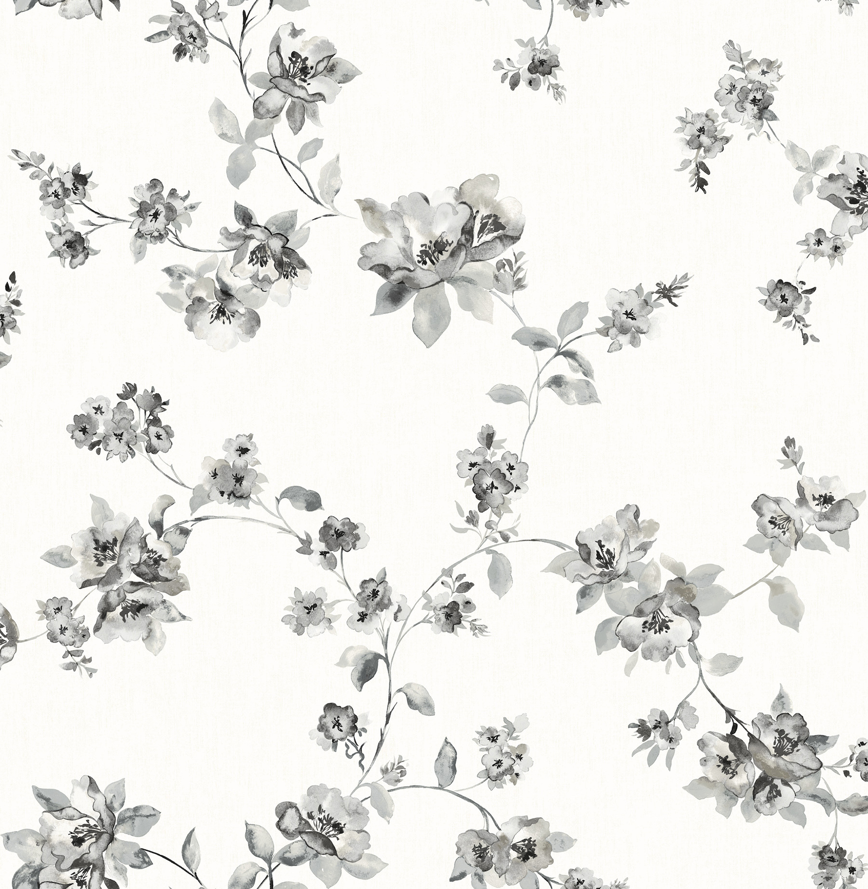 Festival Floral Charcoal Trailing Wallpaper