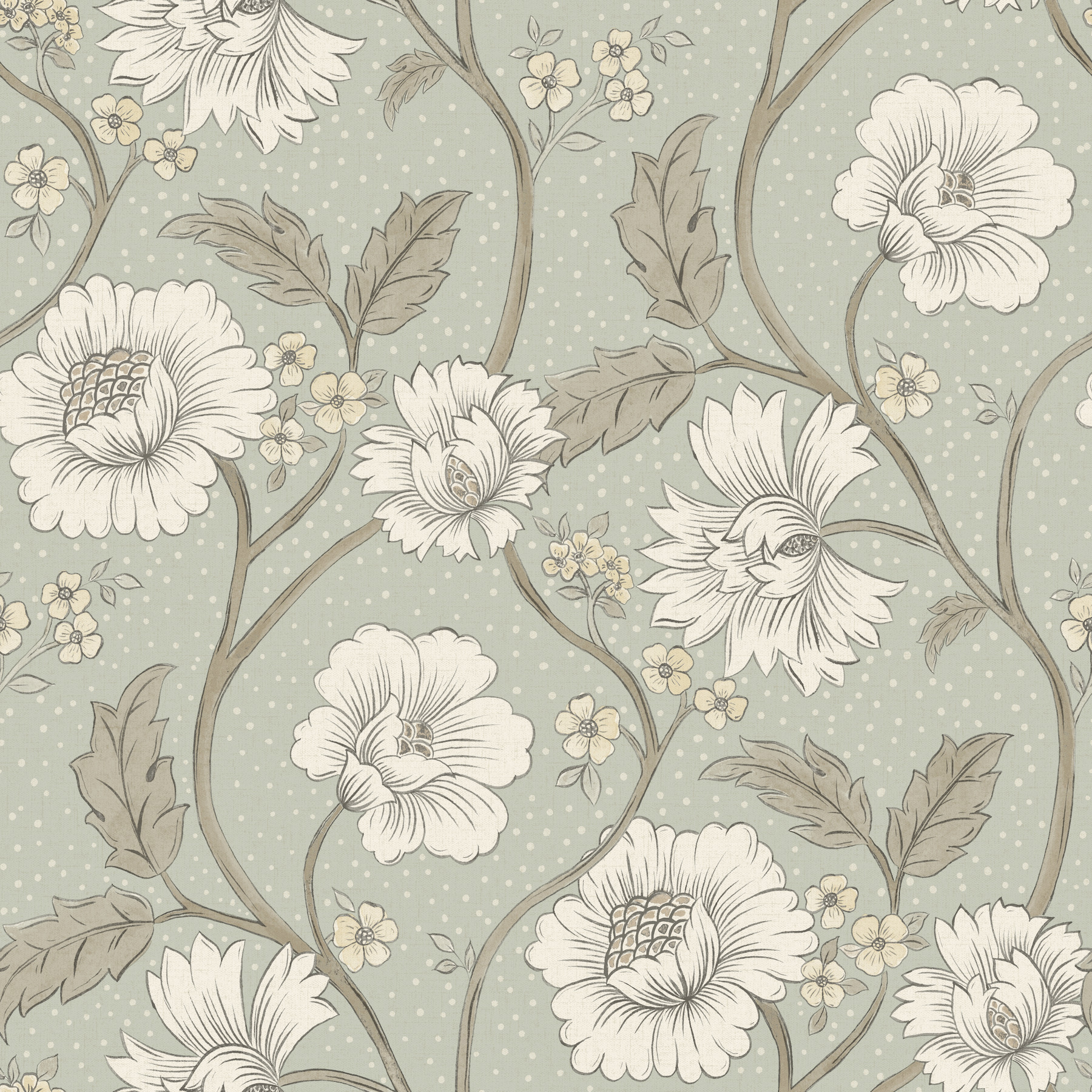 Hazel Aqua Floral Trail Wallpaper