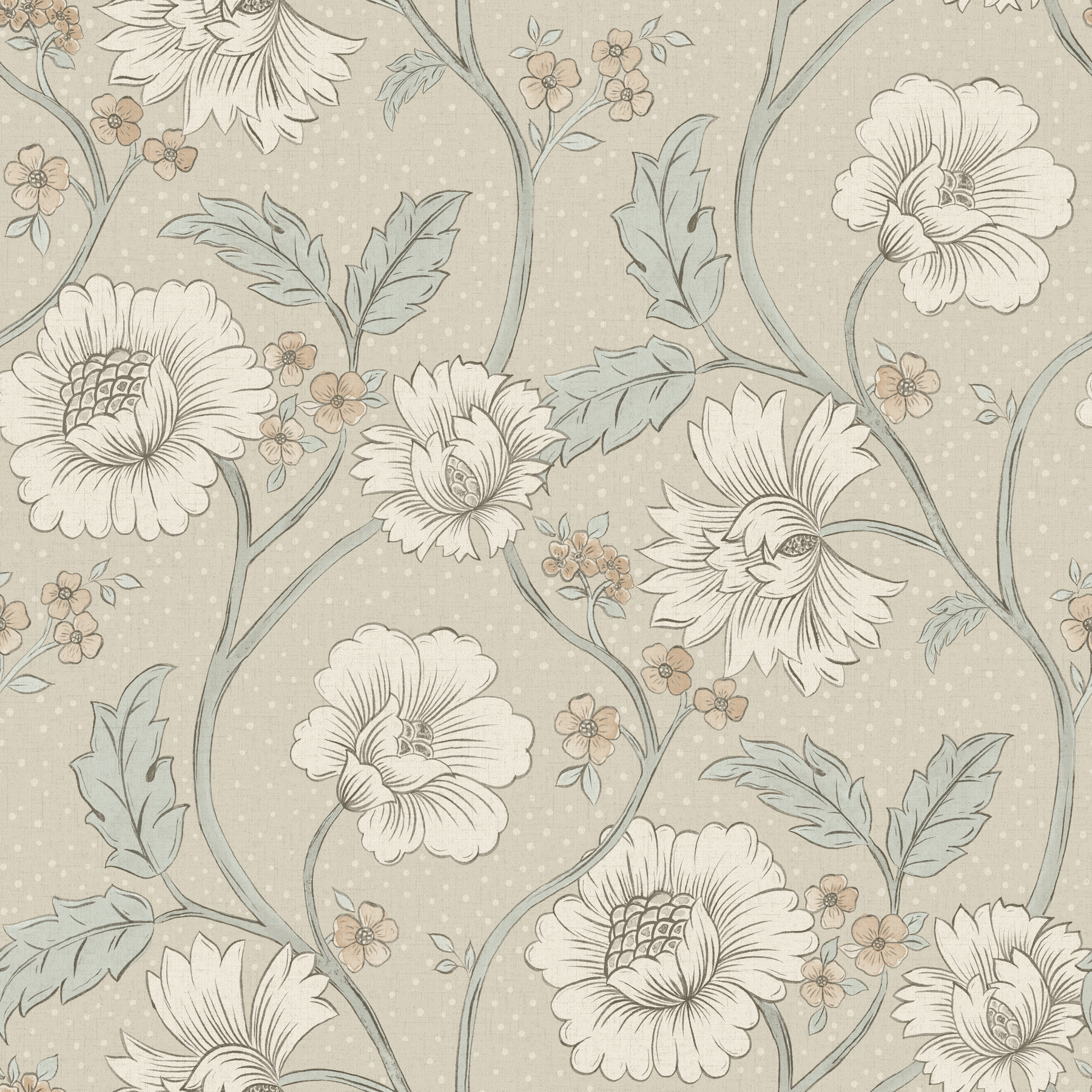 Hazel Taupe Floral Trail Wallpaper