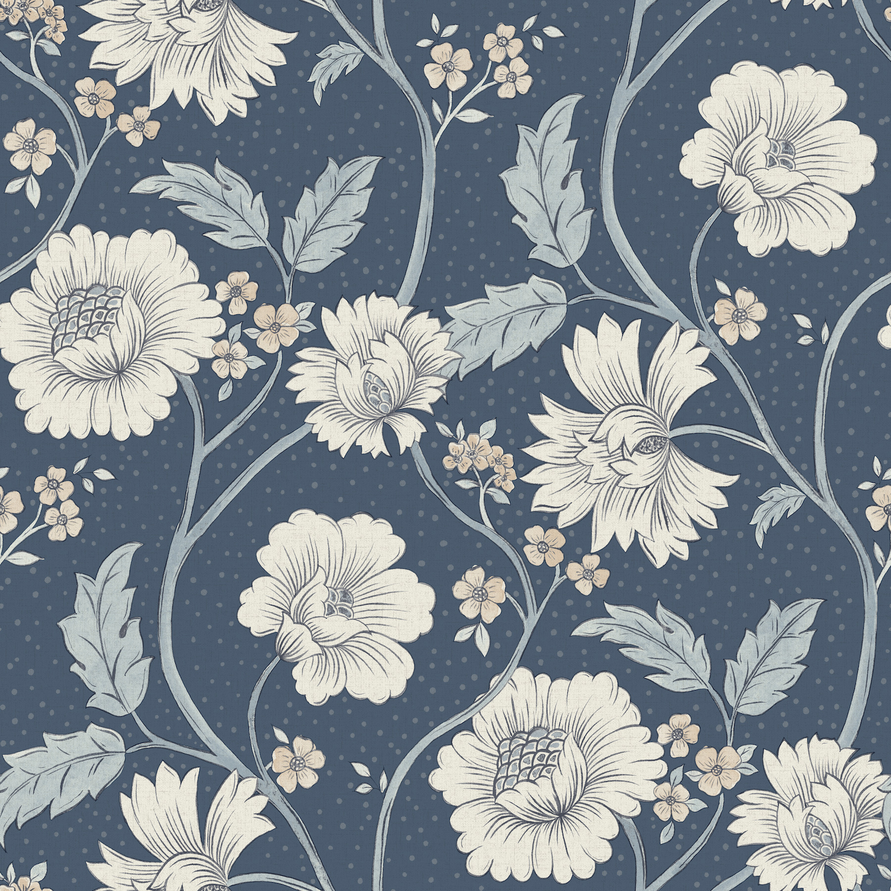 Hazel Navy Floral Trail Wallpaper