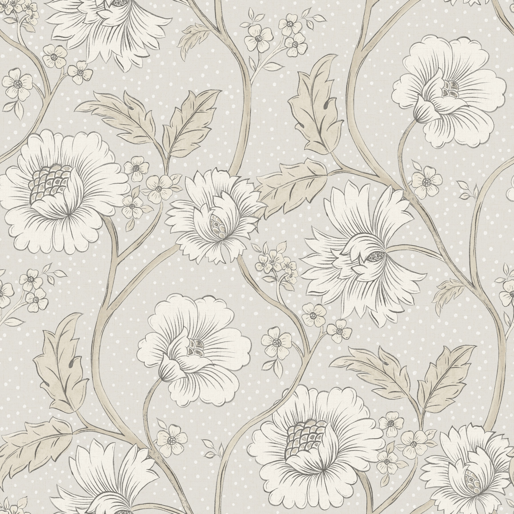Hazel Grey Floral Trail Wallpaper