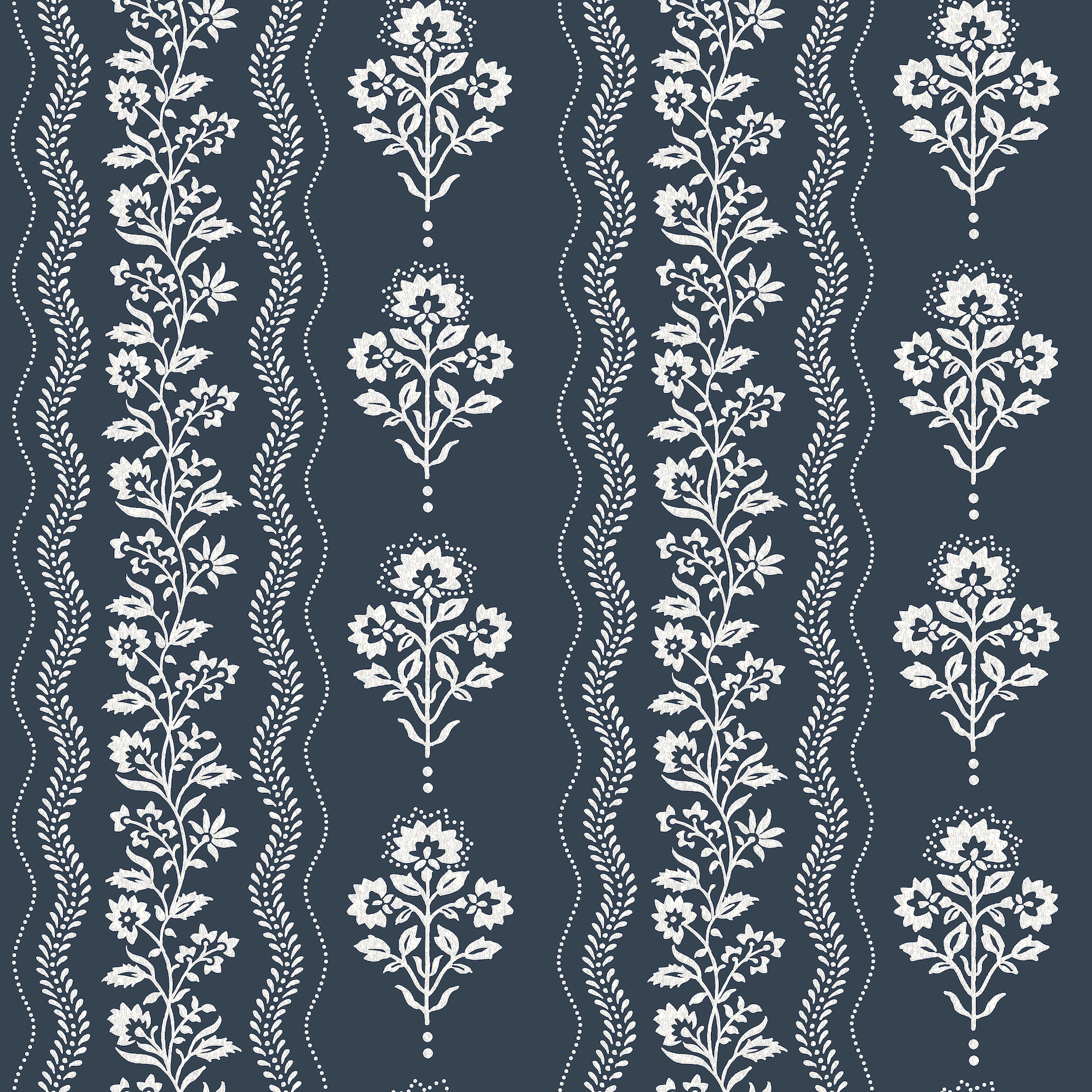 Lenea Navy Floral Stripe Wallpaper