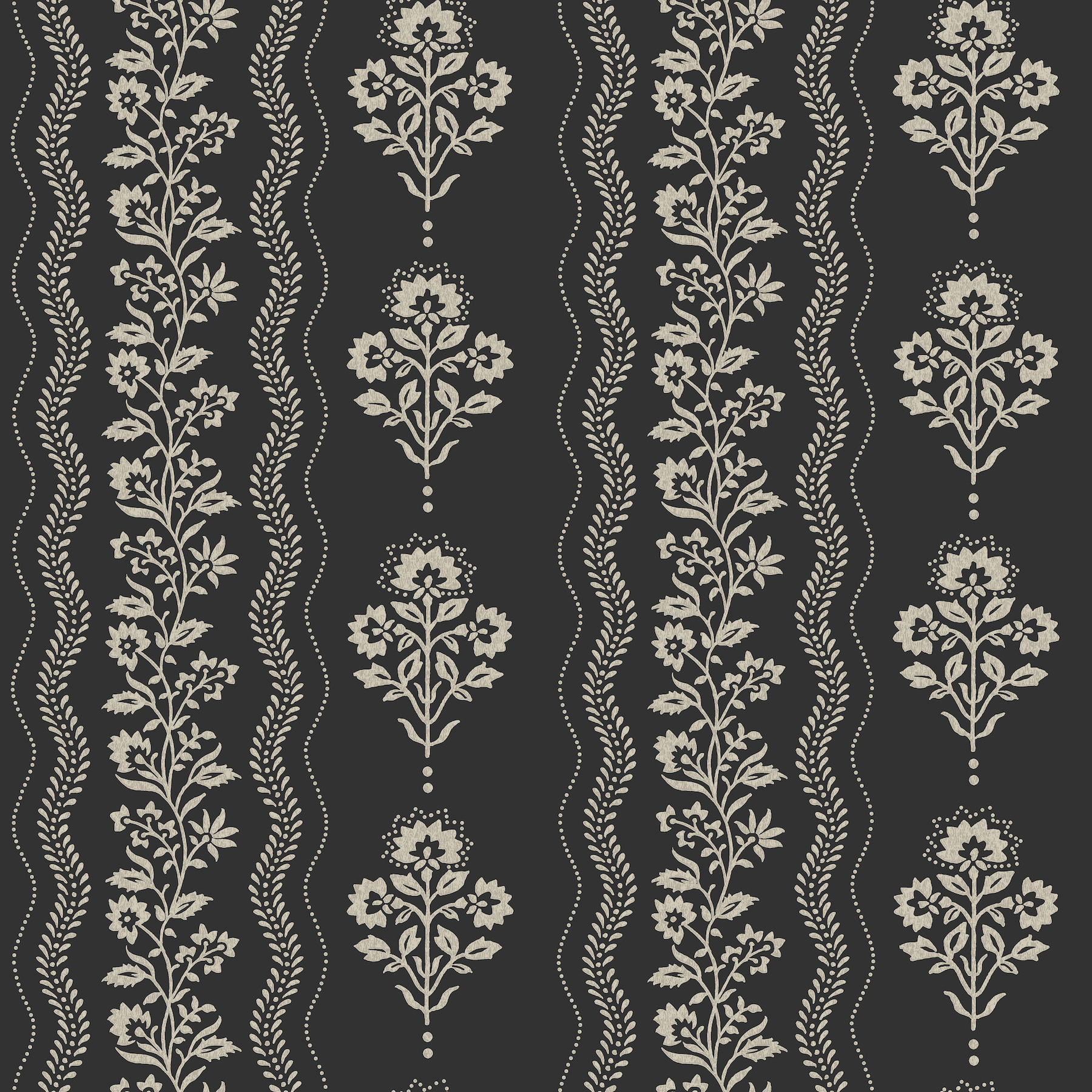 Lenea Black Floral Stripe Wallpaper