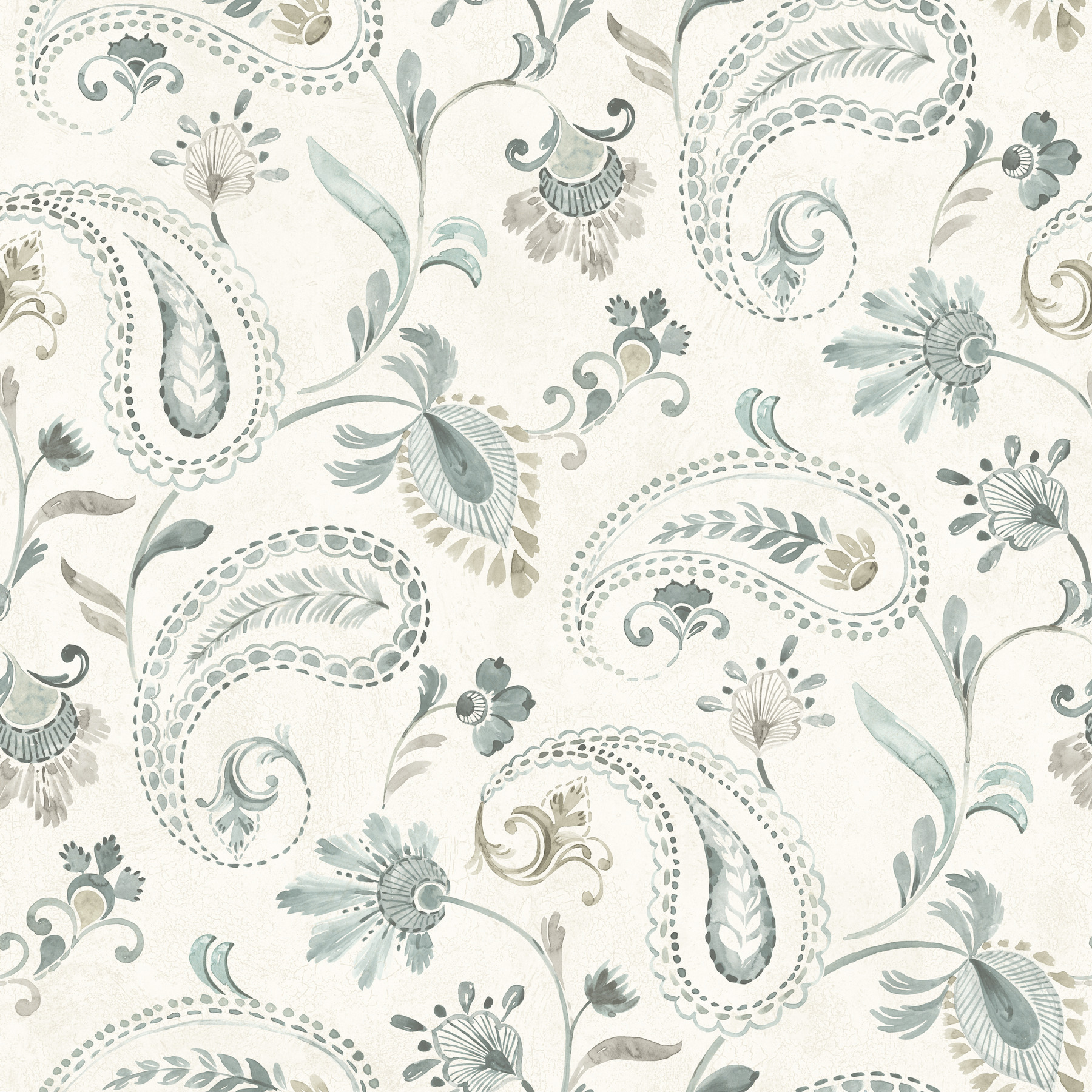 Darlene Aqua Jacobean Wallpaper